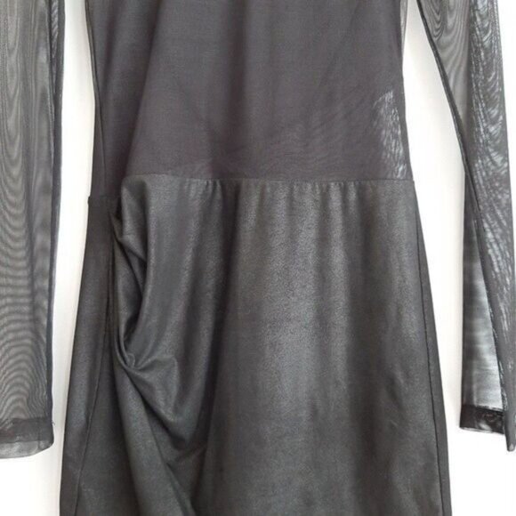 BCBGMAXAZRIA / Black Mesh Long Sleeve Fitted Short Mini Dress Sz XS - Picture 8 of 16